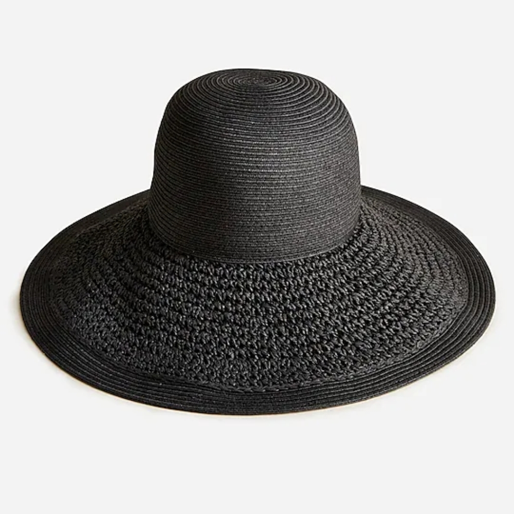 J crew black wide-brimmed hat